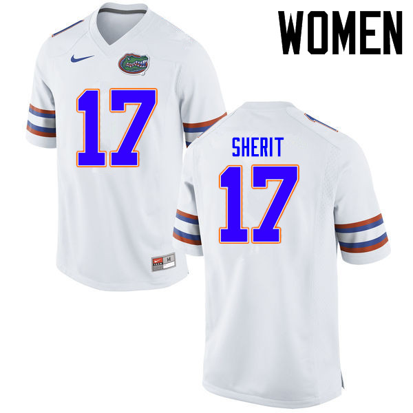 Women Florida Gators #17 Jordan Sherit College Football Jerseys Sale-White